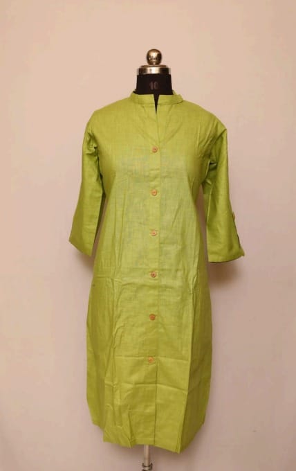 Cotton Collar Kurti With Sleeves