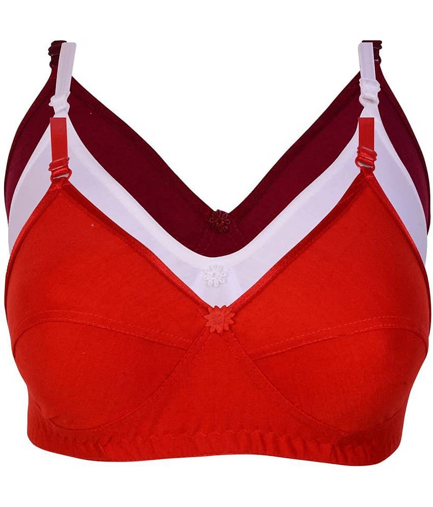Kiran Enterprises Pack of 3 Cotton Lycra Non Padded Women's Minimizer Bra ( Multi Color )