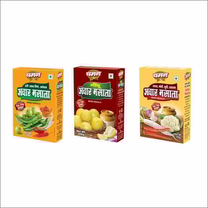 Chaman Achar Masala, 200 gm Each - Combo Pack & Mix Masala, 100 gm - Pack of 3 Chaman Achar Masala, 200 gm Each - Combo Pack & Mix Masala, 100 gm - Pack of 3