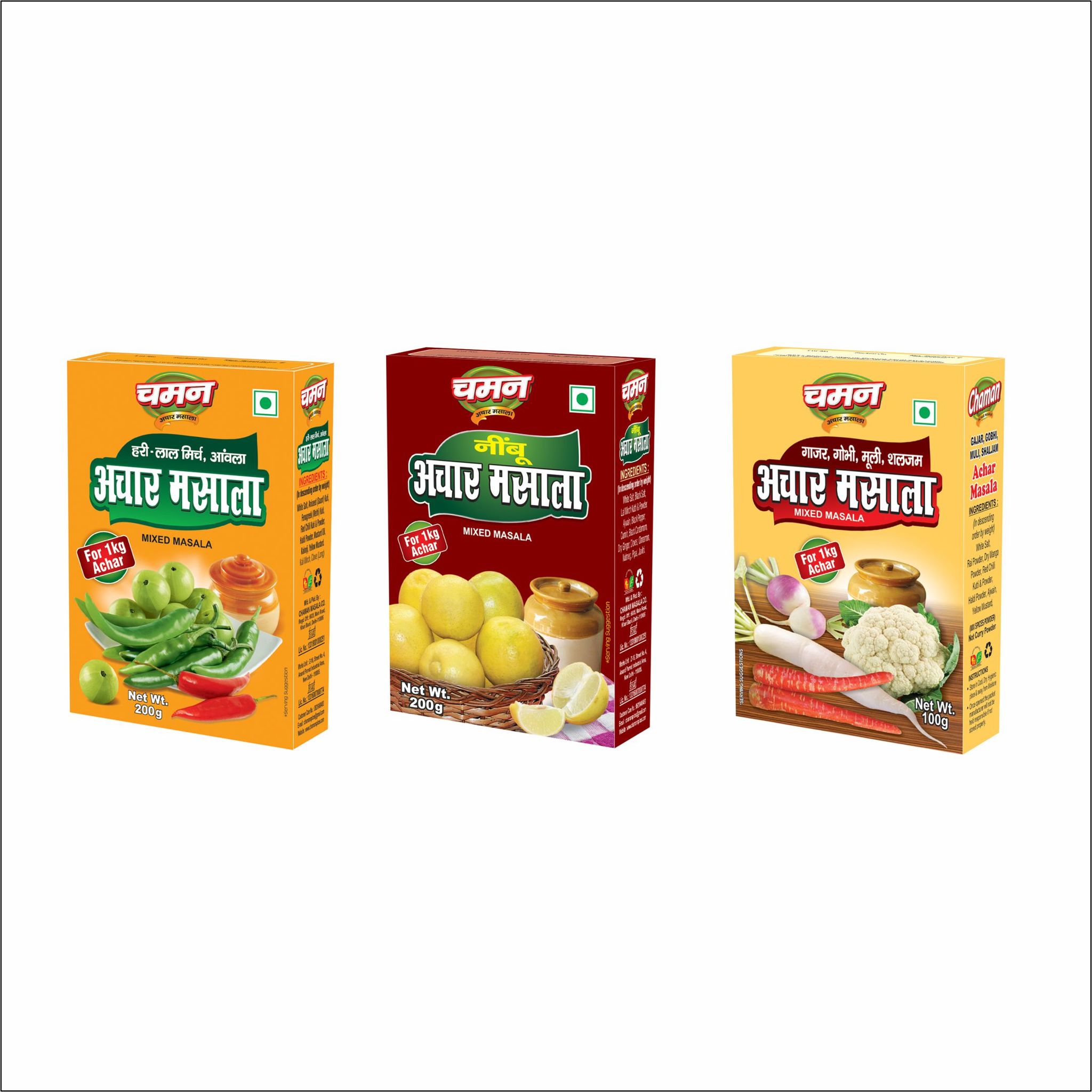 Chaman Achar Masala, 200 gm Each - Combo Pack & Mix Masala, 100 gm - Pack of 3