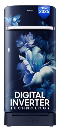 Samsung 189 L, 5 Star, Digital Inverter, Direct-Cool Single Door Refrigerator (RR21H2H25UZ/HL, Midnight Blossom Blue, Base Stand Drawer, Single Touch Defrost, 2026 Model) Samsung 189 L, 5 Star, Digital Inverter, Direct-Cool Single Door Refrigerator (RR21