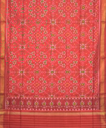 Red green patola silk handwoven dupatta