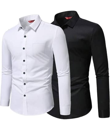 Yugnik Cotton Blend Slim Fit Full Sleeves Men's Formal Shirt - Green ( Pack of 2 )