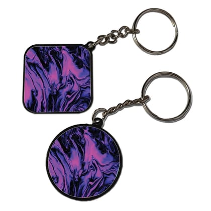 Purple Swirl - Keychain With Black Border (Pack Of 2)