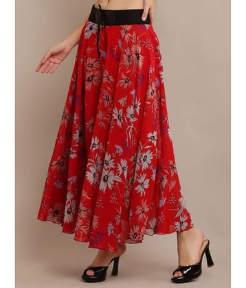 Raabta Fashion Red Georgette Women's Flared Skirt ( Pack of 1 )