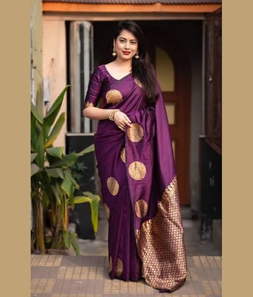 Apnisha Banarasi Silk Embellished Saree With Unstitched Blouse Piece ( Pink )