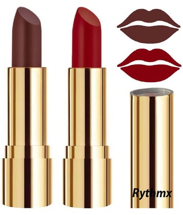 Rythmx Brown,Maroon Matte Creme Lipstick Long Stay on Lips Multi Pack of 2 8 g