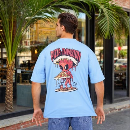 Sky Pizza Invasion Back Print Oversized T-shirt Sky Pizza Invasion Back Print Oversized T-shirt