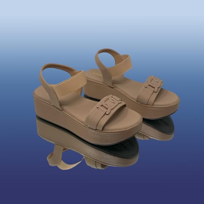 Beige Platform Wedge Sandals-Beige / 37
