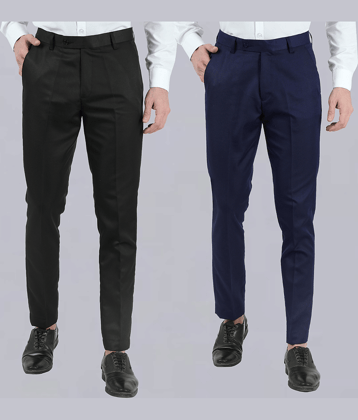 VEI SASTRE Multicolored Slim Formal Trouser ( Pack of 2 )