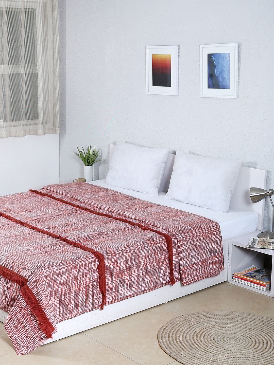 Kattam-Kuta Double Bedcover (Red)-Double