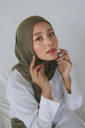 Premium Cotton Hijab - Olive Green-Olive Green