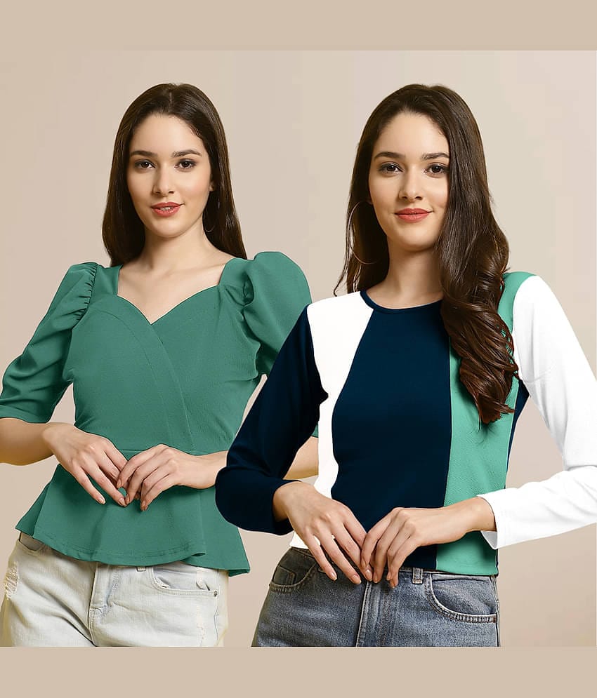 Fabflee Women's Polyester Regular Top ( Multi Color )