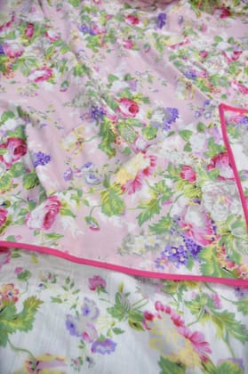 Soft Pink Floral Mul Mul Cotton Dohar : HandBlockDouble