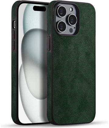BIG WINGS Green Printed Back Cover Artificial Leather Compatible For Apple iPhone 13 Pro Max ( Pack of 1 )