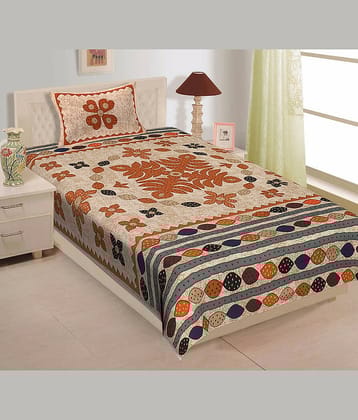ABHACLOTHO Cotton 1 Single Bedsheet with 1 Pillow Cover ( Multicolor )