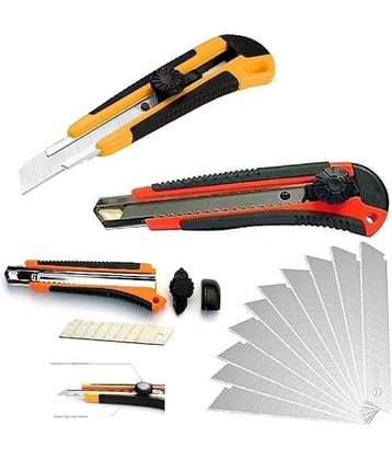 FREEDY Heavy Duty 18 mm Cutter Knife with 10 Replacement Blades(Color as per Availability)