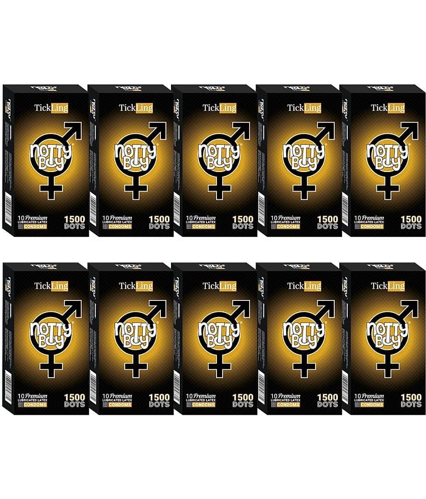 NottyBoy Extra Dotted 1500 Dots Condoms (10 Piece) -  Pack of 100