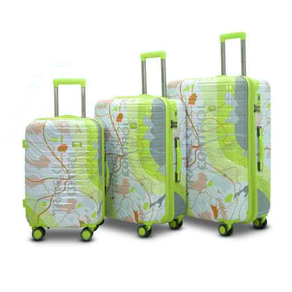 AMERICAN TRAVELLER The Upland Trolley Bag Set of 3  Cabin, Medium, Large | Travel Suitcase Set | Durable Hard Shell | TSA-Type Lock | Spinner Trolley with Anti-Theft Zippers (3, Silver Grey(Grey))