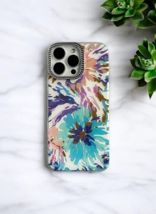 Blue & Purple Tie-Dye Design Floral Case for iPhone 14 Pro Max