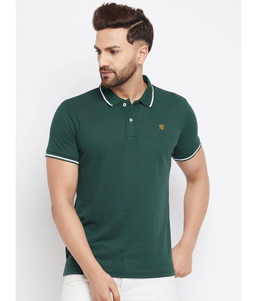 The Million Club Pack of 1 Polyester Regular Fit Solid Half Sleeves Men's Polo T Shirt ( Green )