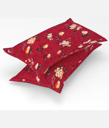 gharsaaz - Pack of 2 Poly Cotton Floral Standard Size Pillow Cover ( 68.58 cm(27) x 43.18 cm(17) ) - Multi