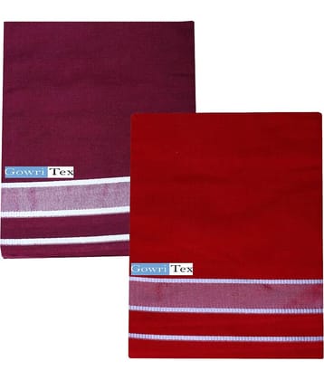 GOWRI TEX Cotton Blend Men's Lungi Maroon ( Pack of 2 )