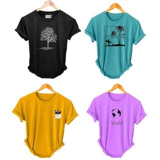 (Pack Of 4) Fashlook Printed T-Shirts for Men - Stylish & Comfortable Casual Wear (Multicolor)