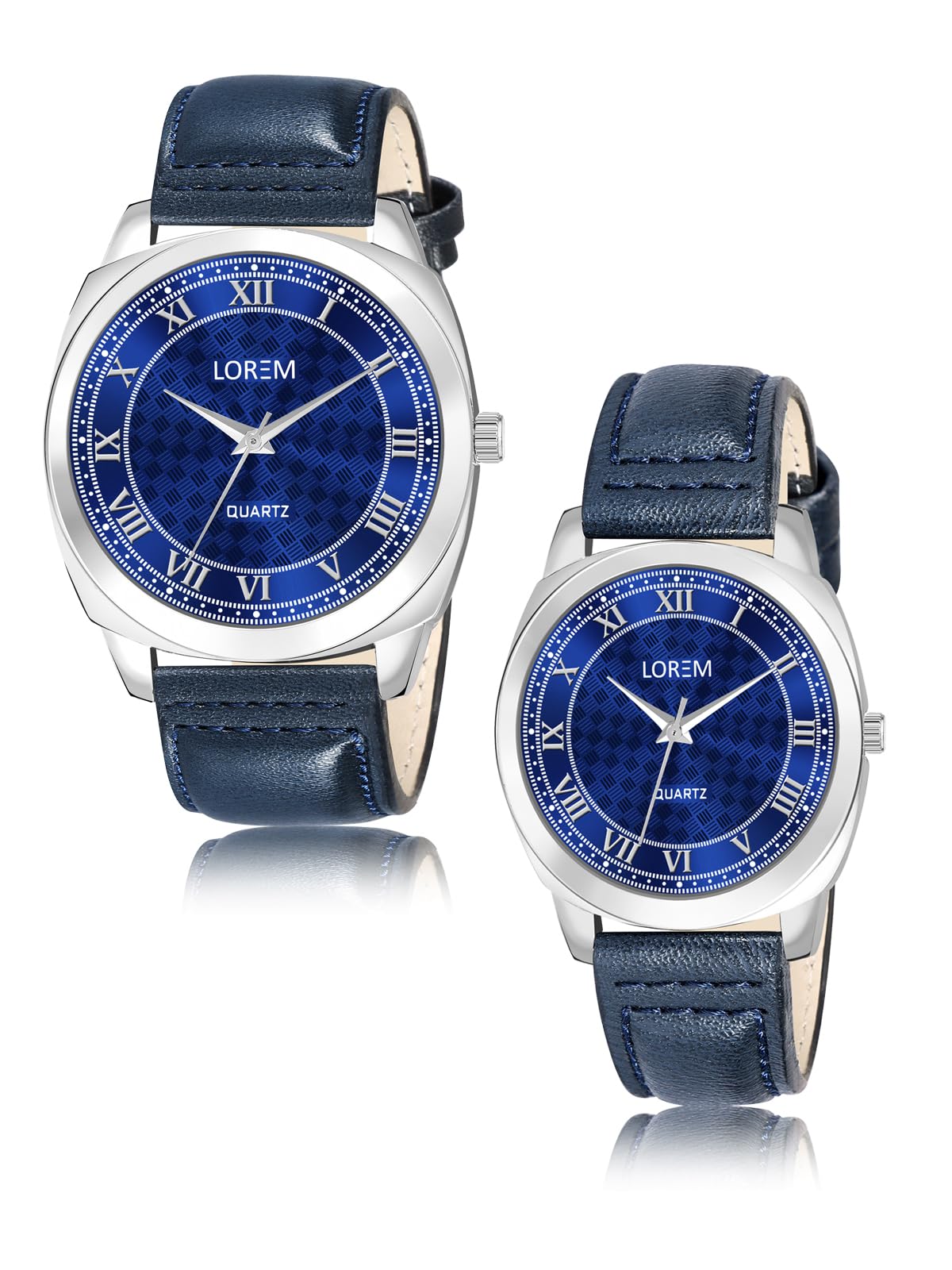 LOREM Unique Cubic Print Analog Watch Pair-UF