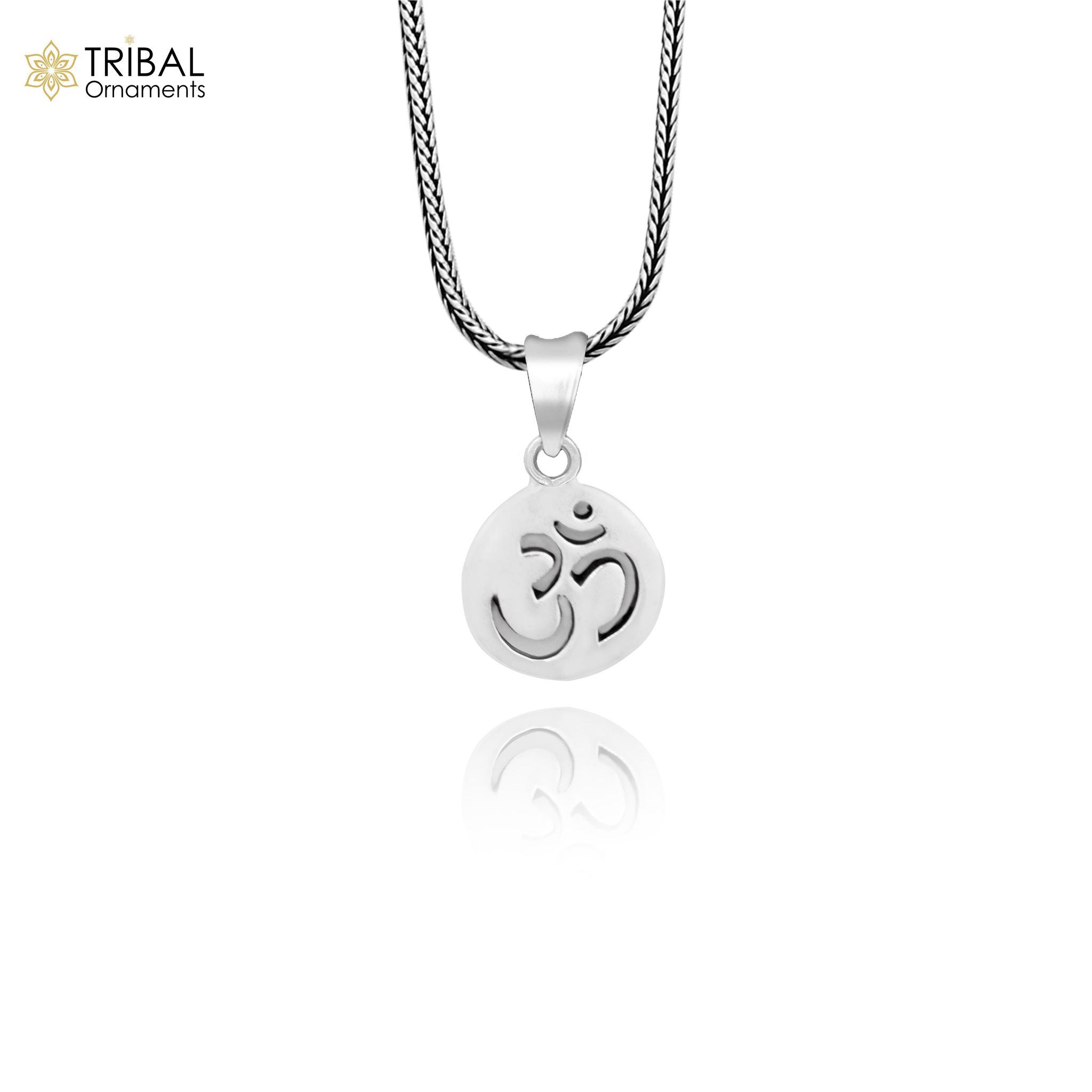 925 sterling silver handmade Hindu mantra 'Aum' OM pendant, amazing stylish unisex pendant personalized jewelry tribal jewelry ssp1655-Pendant & 18'' chain