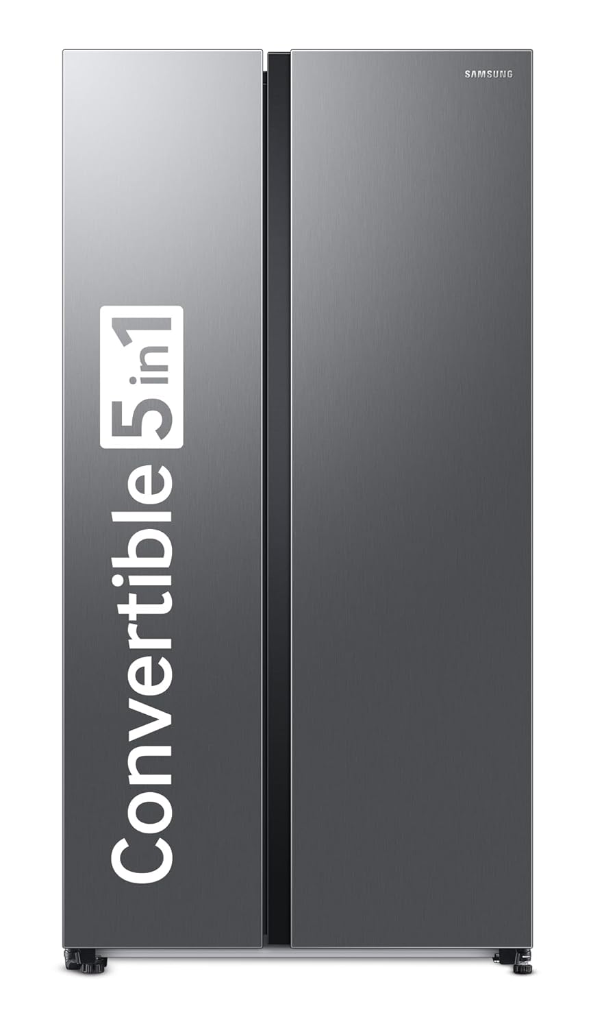 Samsung 653 L, 2 Star, Frost Free, Double Door, Convertible 5-in-1 Digital Inverter, Side By Side Refrigerator (RS76CG80X0S9HL, Silver, Refined Inox) Samsung 653 L, 2 Star, Frost Free, Double Door, Convertible 5-in-1 Digital Inverter, Side By Side Refrig