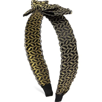 Women Black Gold Printed Hairband