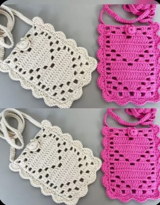 Suman Arts Crochet Mobile Cover (Universal) | Handmade, Crossbody, Decorative | Mobile Protection