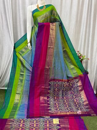 Pure Pochampally Ikkat Silk Kanchi Border Sari Online