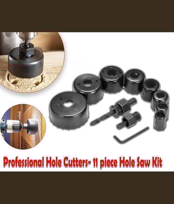 KVA-Hole saw 11pcs Metal Alloys Wood Hole Saw Cutting Set, Black, 19-64 mm, Set of 11Pcs
