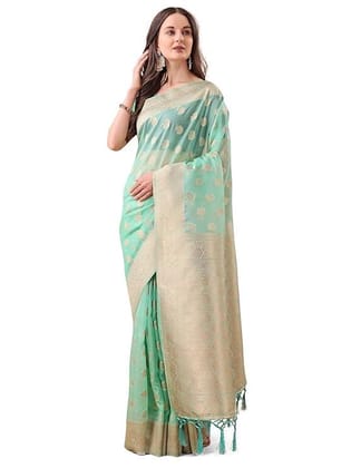 RUJAVE Women Organza saree with Zari work With Unstitched Blouse Piece