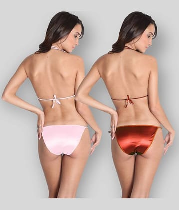 You Forever Pack of 2 Satin Women's Bra & Panty Set ( Multi Color )