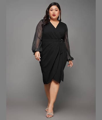 Miss Chase A+ Women Polyester Solid Fit & Flare Dress ( Black )