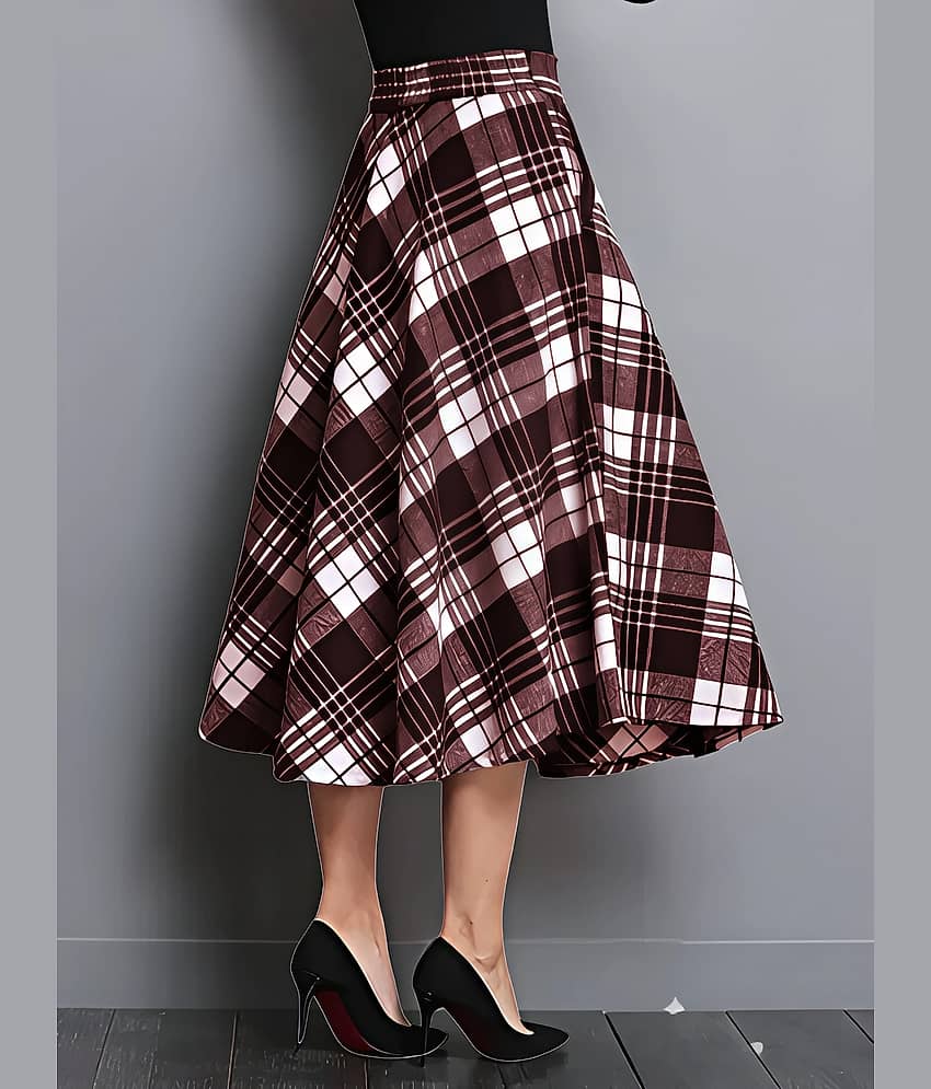 ZELZIS Maroon Cotton Women's Flared Skirt ( Pack of 1 )