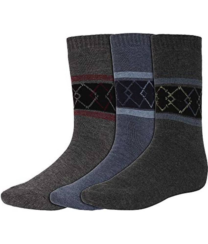 Creature - Woollen Men's Printed Multicolor Mid Length Socks ( Pack of 3 )