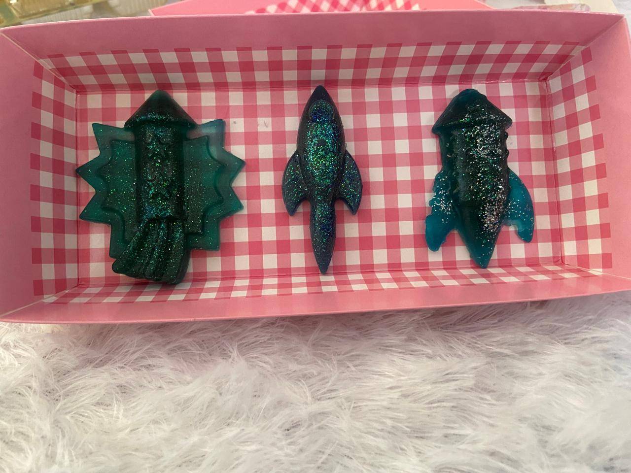 Rocket Addition Mini Sparkle Soaps Gift Set Hamper - Space Themed Children's Bath Products