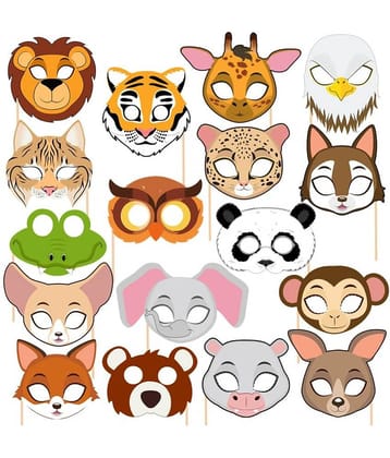 Zyozi 17 Pcs Jungle Birthday Party Favors Jungle Photo Booth Props for Kids Jungle Paper Props Jungle Theme Party Decorations Favor Supplies