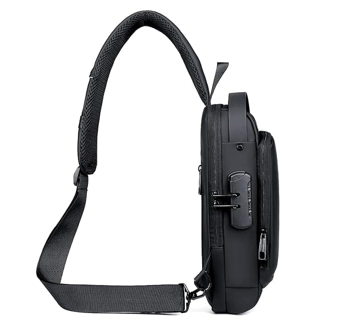Anti Theft Waterproof Men & Women Sling Cross Body Chest Bag With USB Charging Port & Password Lock For Travel | Hiking | Jogging | Gym | Picnic & Daily Use,
