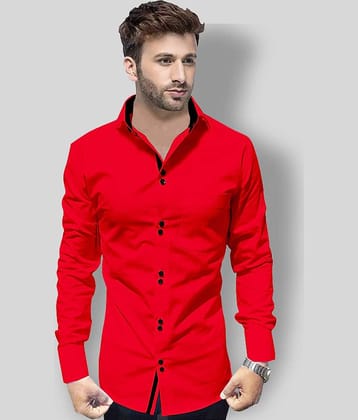P&V - Red Cotton Slim Fit Men's Casual Shirt (Pack of 1 )