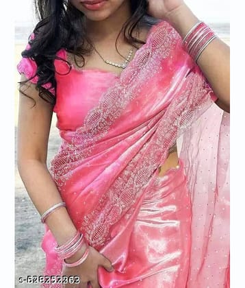 Shivadit ethnic JImmy Choo Embellished Regular Saree With Unstitched Blouse Piece ( Pink )