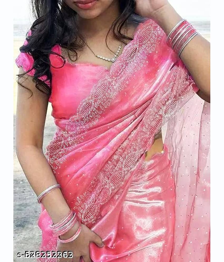 Shivadit ethnic JImmy Choo Embellished Regular Saree With Unstitched Blouse Piece ( Pink )