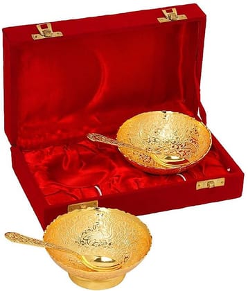 Rangsthali Peacock Designer Gold Plated Brass Bowl Set (4 Pcs)