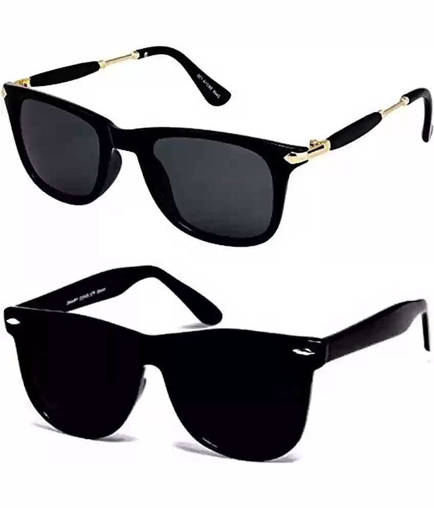 Elligator Black Rectangular Sunglasses ( Pack of 2 )