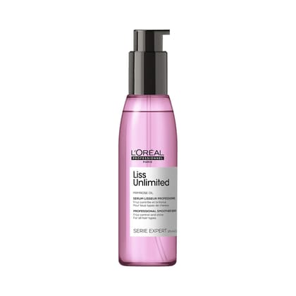 L'Oréal Professionnel Liss Unlimited Leave-In Hair Serum for Frizzy & Unruly Hair - 125ml | Intensive Smoothing Serum for Frizz-Control | Enriched with Primrose Oil | Increases Softness & Shine L'Oréal Professionnel Liss Unlimited Leave-In Hair Serum for
