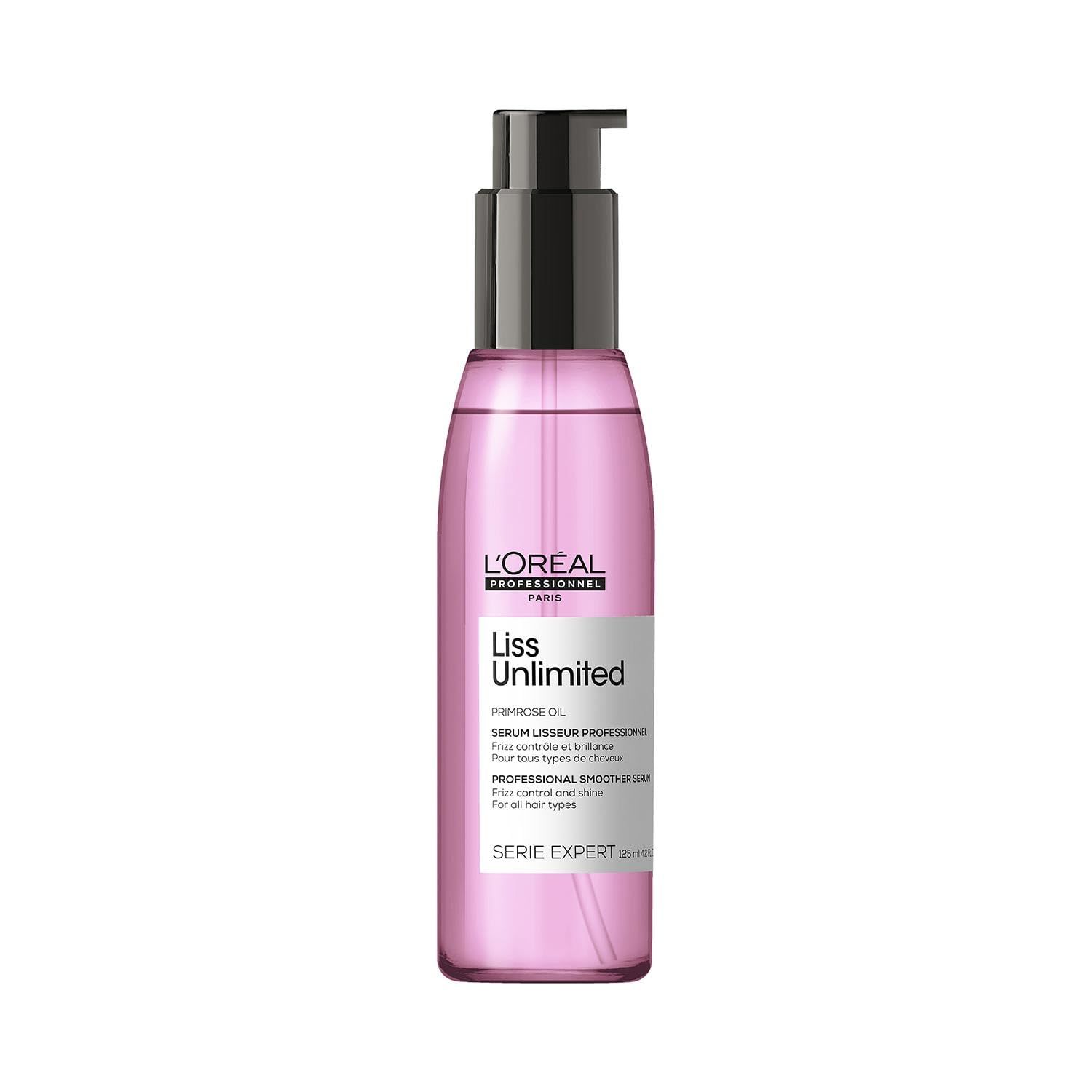 L'Oréal Professionnel Liss Unlimited Leave-In Hair Serum for Frizzy & Unruly Hair - 125ml | Intensive Smoothing Serum for Frizz-Control | Enriched with Primrose Oil | Increases Softness & Shine L'Oréal Professionnel Liss Unlimited Leave-In Hair Serum for